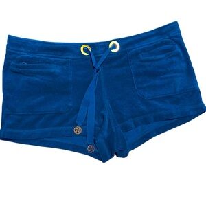 Tory Burch Hard Tail French Terry Cloth Shorts Navy Sz M Atheisure Quiet Luxury